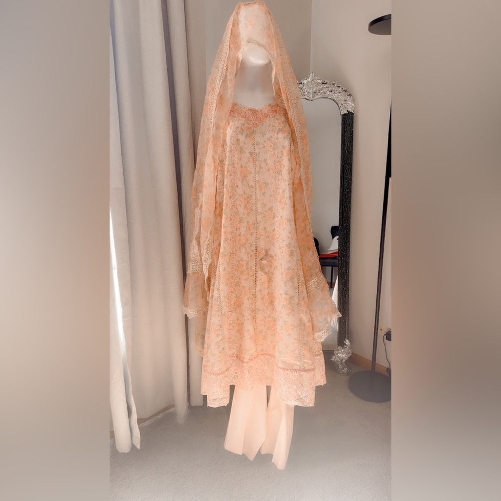 Floral Lace Dress with Sheer Overlay